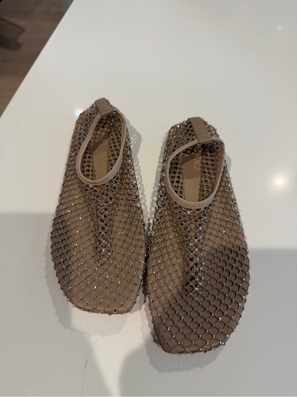 Christopher Esber Nude Crystal Mesh Flats